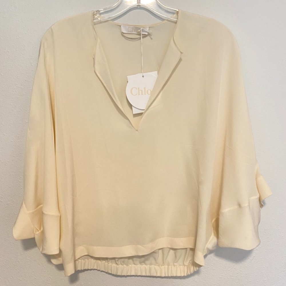 Chloé Cream Silk Batwing Style 3/4 Sleeve Blouse EU36/ US 2-4